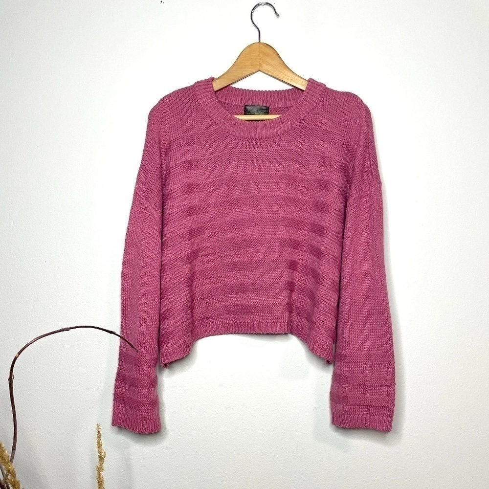Topshop Oversized Cropped Boxy Knit Mauve Sweater